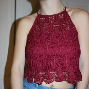 PacSun Red Lace Tank Top